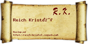Reich Kristóf névjegykártya